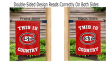 Load image into Gallery viewer, this is scsu country logo reading correctly on both sides of garden flag