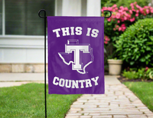 Load image into Gallery viewer, this is tarleton country garden flag for yard decor hung outside of driveway