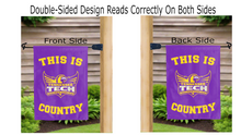 Load image into Gallery viewer, this is tennessee tech golden eagles country logo reading correctly on both sides of purple garden flag