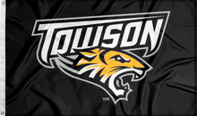 Load image into Gallery viewer, black towson university tigers flag for college dorm decor