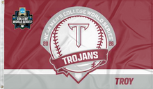 Load image into Gallery viewer, troy college world series 2026 flag for college dorm decor