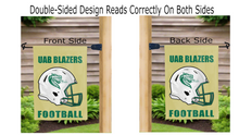 Load image into Gallery viewer, uab blazers football logo reading correctly on both sides of gold garden flag