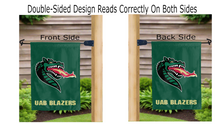 Load image into Gallery viewer, uab blazers logo reading correctly on both sides of university of alabama at birmingham garden flag