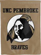 Load image into Gallery viewer, gold unc pembroke braves double sided house flag for game day decor