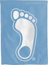Load image into Gallery viewer, blue unc tar heels foot double sided house flag for college dorm decor