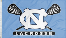 Load image into Gallery viewer, blue north carolina lacrosse 3x5 flag for college dorm decor