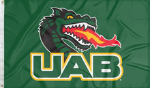 Load image into Gallery viewer, green university of alabama birmingham uab flag for college dorm decor