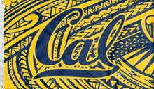 Load image into Gallery viewer, university of california berkeley flag with samoa style background for college dorm decor