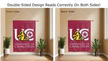 Load image into Gallery viewer, university of charleston uc logo reading correctly on both sides of maroon double sided house flag