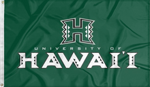 Load image into Gallery viewer, green university of hawaii rainbow warriors flag for college dorm decor