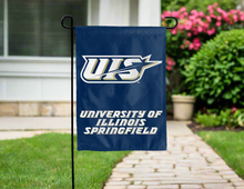 Load image into Gallery viewer, blue university of illinois springfield double sided garden flag for yard decor
