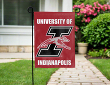 Load image into Gallery viewer, red university of indianapolis double sided garden flag for yard decor