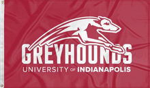 Load image into Gallery viewer, red university of indianapolis greyhounds flag for college dorm decor