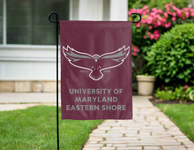 Load image into Gallery viewer, maroon university of maryland eastern shore double sided garden flag for yard decor
