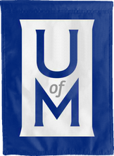 Load image into Gallery viewer, blue university of memphis double sided house flag with u of m logo for college dorm decor