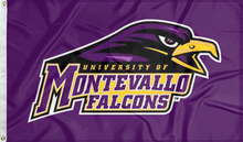 Load image into Gallery viewer, purple university of montevallo falcons flag for college dorm decor