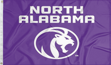 Load image into Gallery viewer, purple university of north alabama flag for college dorm decor