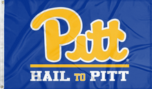 Load image into Gallery viewer, university of pittsburgh flag with hail to pitt logo for college dorm decor
