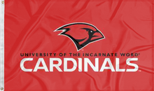 Load image into Gallery viewer, red university of the incarnate word cardinals flag for college dorm decor