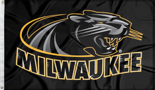 Load image into Gallery viewer, black university of wisconsin milwaukee flag for college dorm decor