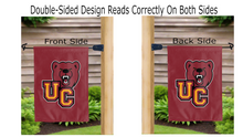 Load image into Gallery viewer, ursinus college bears logo reading correctly on both sides of red double sided garden flag