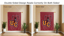 Load image into Gallery viewer, ursinus college bears logo reading correctly on both sides of red double sided house flag