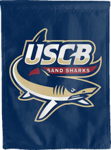 Load image into Gallery viewer, blue uscb sand sharks double sided house flag for game day decor