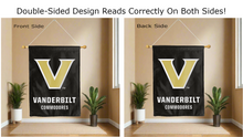 Load image into Gallery viewer, vanderbilt commodores logo reading correctly on both sides of black double sided house flag