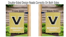 Load image into Gallery viewer, vanderbilt commodores logo reading correctly on both sides of gold double sided garden flag