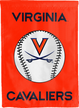 Load image into Gallery viewer, virginia baseball house flag hung outside the home for man cave decor