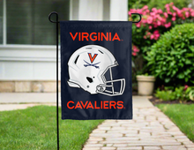 Load image into Gallery viewer, virginia cavaliers football garden flag hung outside for yard decor