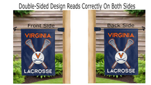 Load image into Gallery viewer, virginia lacrosse logo reading correctly on both sides of garden flag