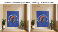 Load image into Gallery viewer, virginia state university logo reading correctly on both sides of blue double sided house flag