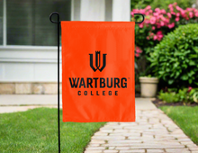 Load image into Gallery viewer, orange wartburg college garden flag with university logo for yard decor