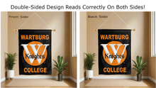 Load image into Gallery viewer, wartburg college knights logo reading correctly on both sides of lack double sided house flag