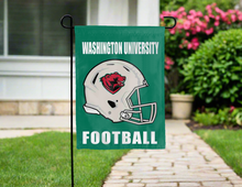 Load image into Gallery viewer, green washu football garden flag hung outside for yard decor
