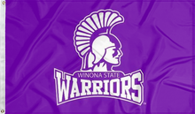 Load image into Gallery viewer, purple winona state university warriors flag for college dorm decor