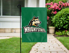 Load image into Gallery viewer, green wright state raiders double sided garden flag for yard decor