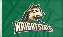 Load image into Gallery viewer, green wright state university flag for college dorm decor