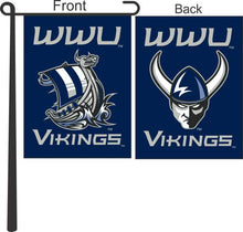 Load image into Gallery viewer, blue wwu vikings double sided garden flag for yard decor