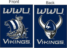 Load image into Gallery viewer, blue wwu vikings double sided house flag for man cave decor