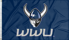 Load image into Gallery viewer, blue wwu vikings flag for college dorm decor