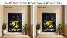 Load image into Gallery viewer, yosef app state logo reading correctly on both sides of black double sided house flag