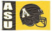 Load image into Gallery viewer, Gold 2 panel 3x5 foot wide Appalachian State University Football Flag with two metal grommets