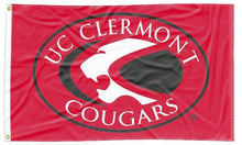 Load image into Gallery viewer, Red 3x5 foot wide University of Cincinnati Clermont Cougars Flag with Two gold metal grommets