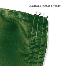 Load image into Gallery viewer, quadruple stitched flyends of 3x5 foot wide Colorado state University flag with flag of colorado style three green, white, and green stripes with C Rams logo and two metal grommets