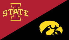 Load image into Gallery viewer, Red and Black 3x5 Iowa State and University of Iowa House Divided Flag