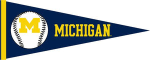 Blue 12x30 Michigan Wolverines Baseball Pennant