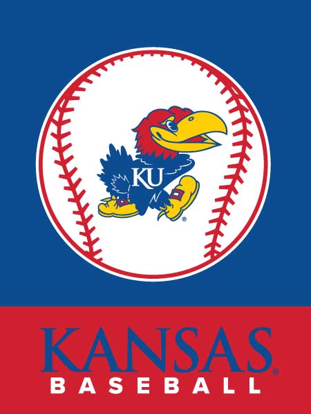 Blue and red Kansas Baseball House Flag for sports décor