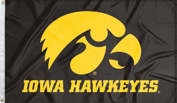 Iowa - Hawkeyes Black 3x5 Flag